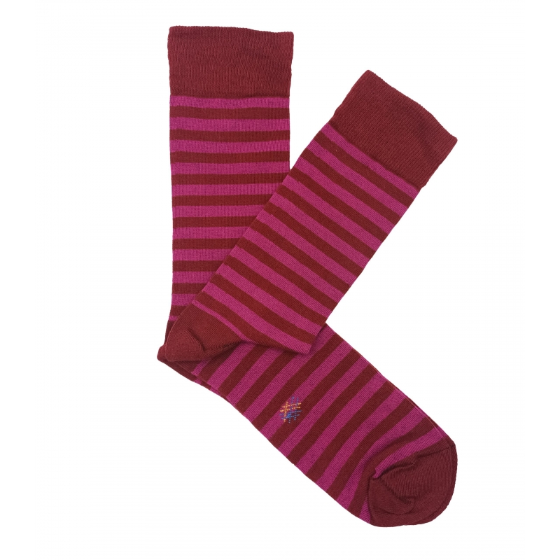 Burgundy and Strawberry Striped Socks