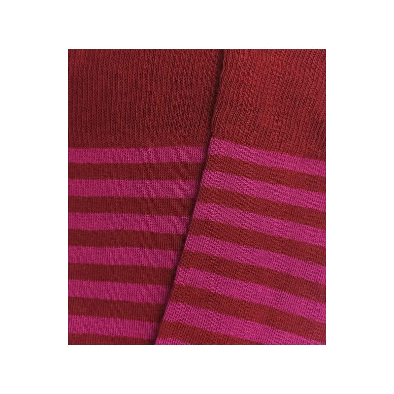 Calcetines Rayas Finas Burdeos Y Fresa
