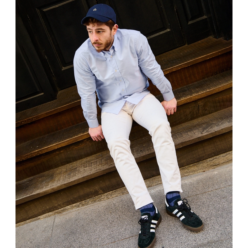 Camisa Oxford Azul Cuello Botones