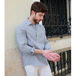 Organic Cotton Striped Popover Shirt