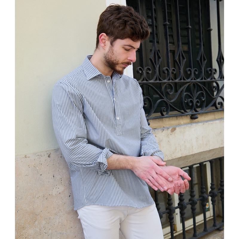 Organic Cotton Striped Popover Shirt