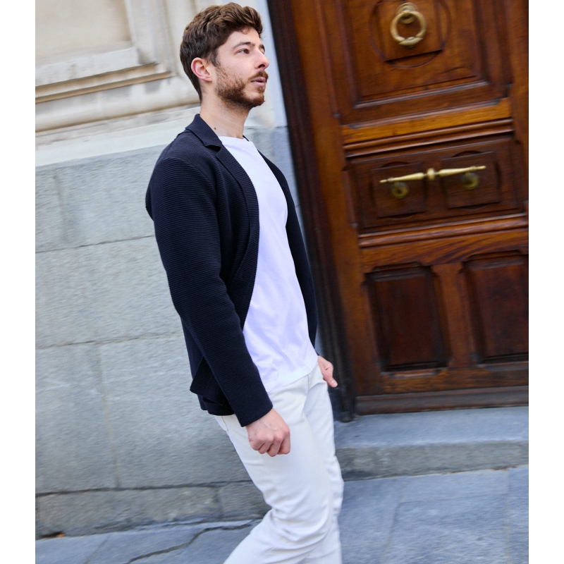 Chaqueta Punto Arroz Azul Algodón Trifitrofa