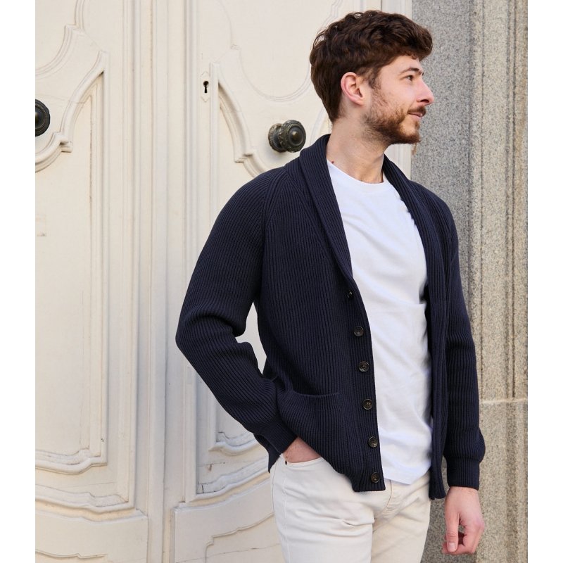 Blue Shawl Collar Jacket