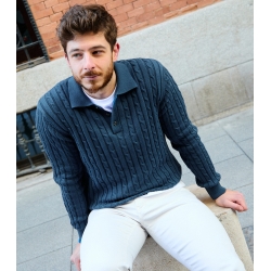 Hostess Cotton Cable Knit Polo Sweater