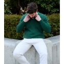 Bottle Cotton Cable Knit Polo Sweater