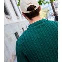 Bottle Cotton Cable Knit Polo Sweater