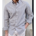 Camisa Cuadros Topo Y Gris Algodón Tencel