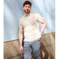 polo para hombre manga corta pique beige