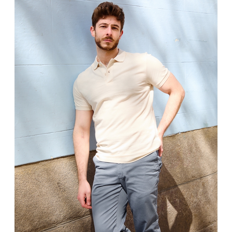polo para hombre manga corta pique beige