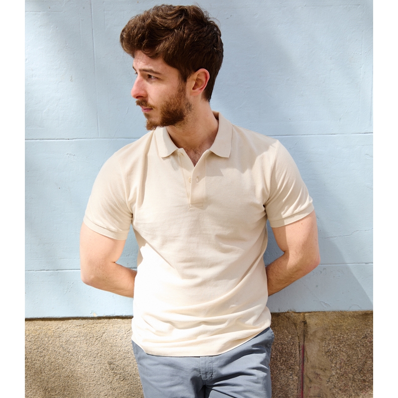 polo para hombre manga corta pique beige