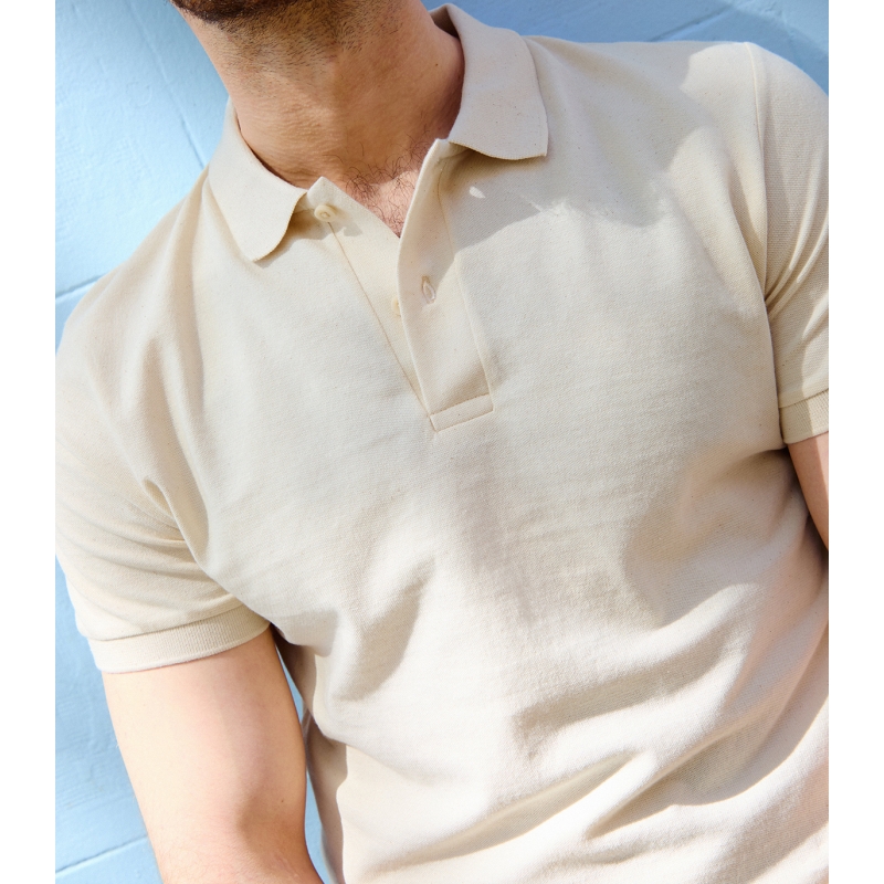polo para hombre manga corta pique beige
