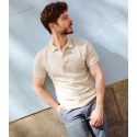 men's short-sleeved beige pique polo shirt