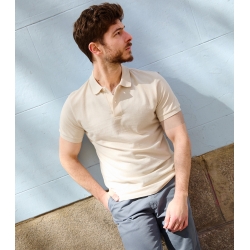 men's short-sleeved beige pique polo shirt