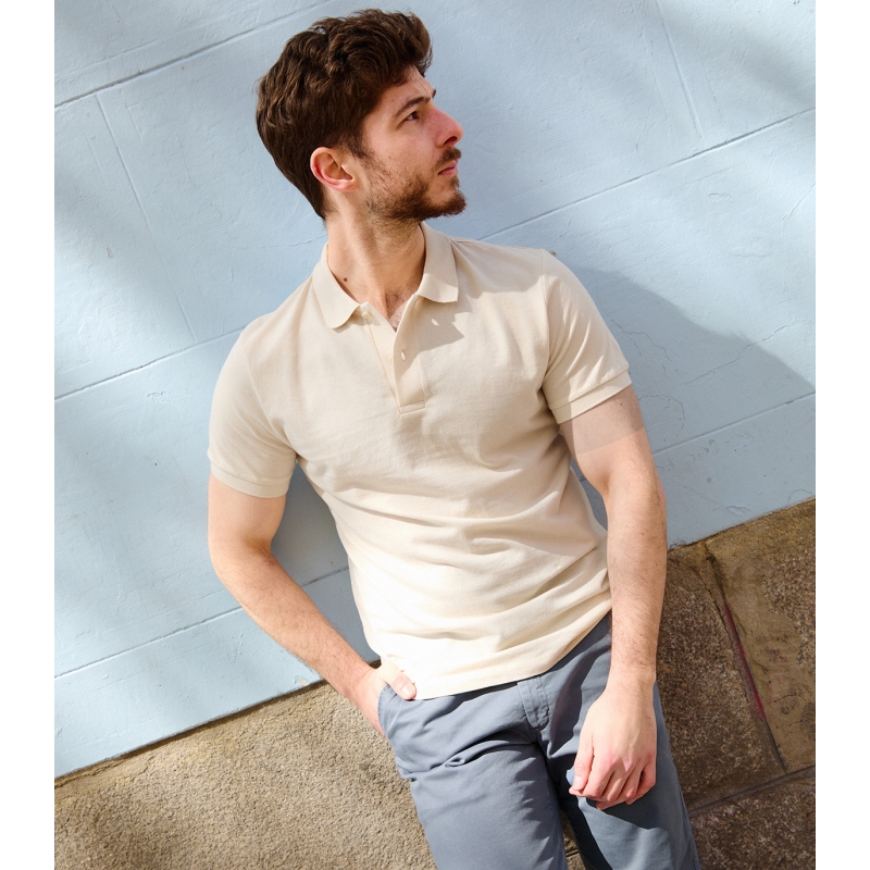 polo para hombre manga corta pique beige