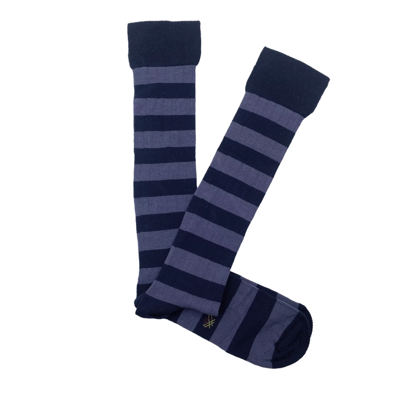 Calcetines Altos Canalé Rayas Azules