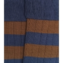 Calcetines Altos Canalé Rayas Azul Y Marrón