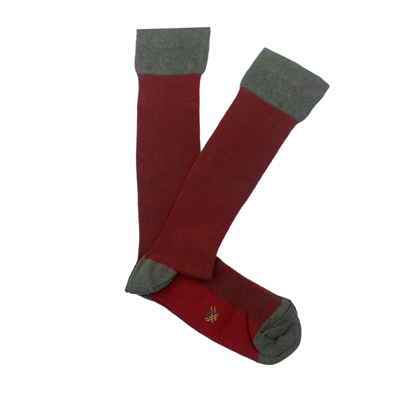 Kettle and Green Herringbone Knee High Socks