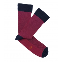 Burgundy And Blue Herringbone Socks - HOOK