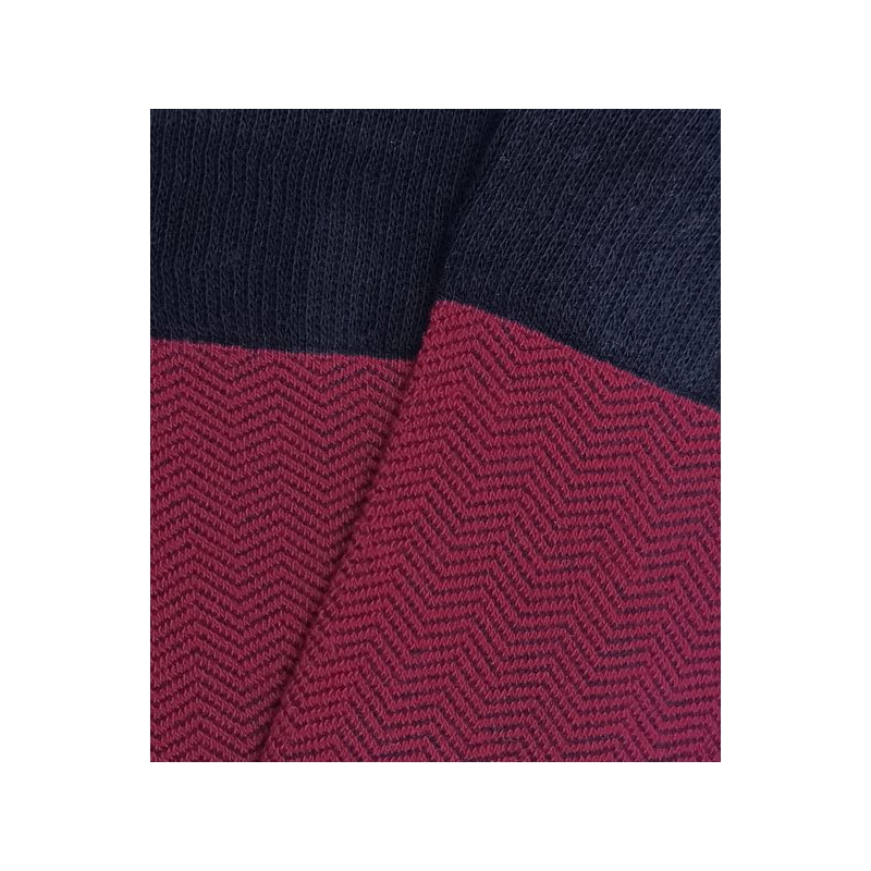 Burgundy And Blue Herringbone Socks - HOOK - Detail