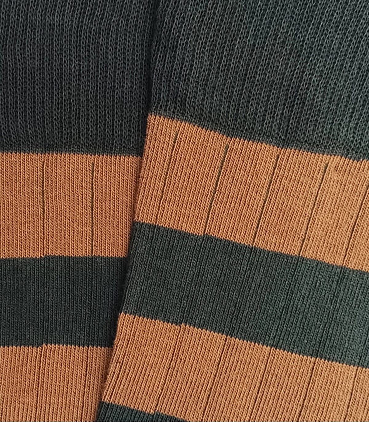 Calcetines Canalé Rayas Verde Y Mostaza