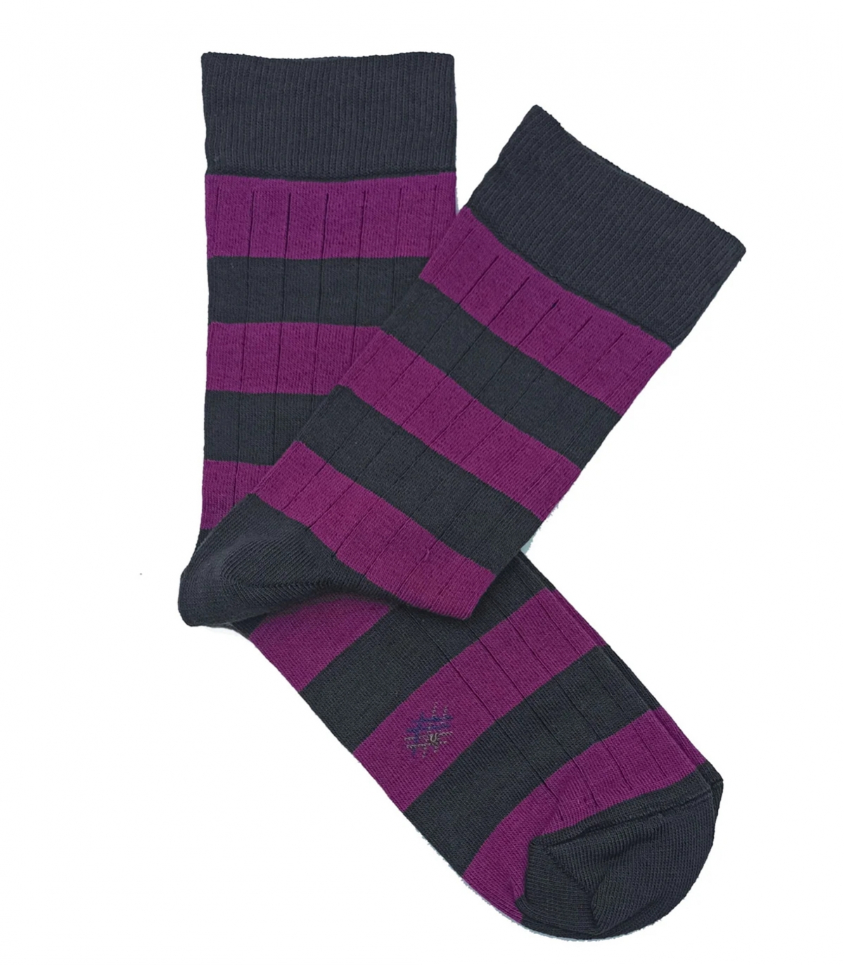 Calcetines Canalé Rayas Gris Y Púrpura