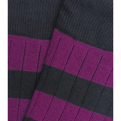 Gray and Purple Striped Ribbed Socks