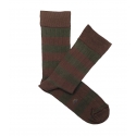 Brown and Green Striped Ribbed Socks