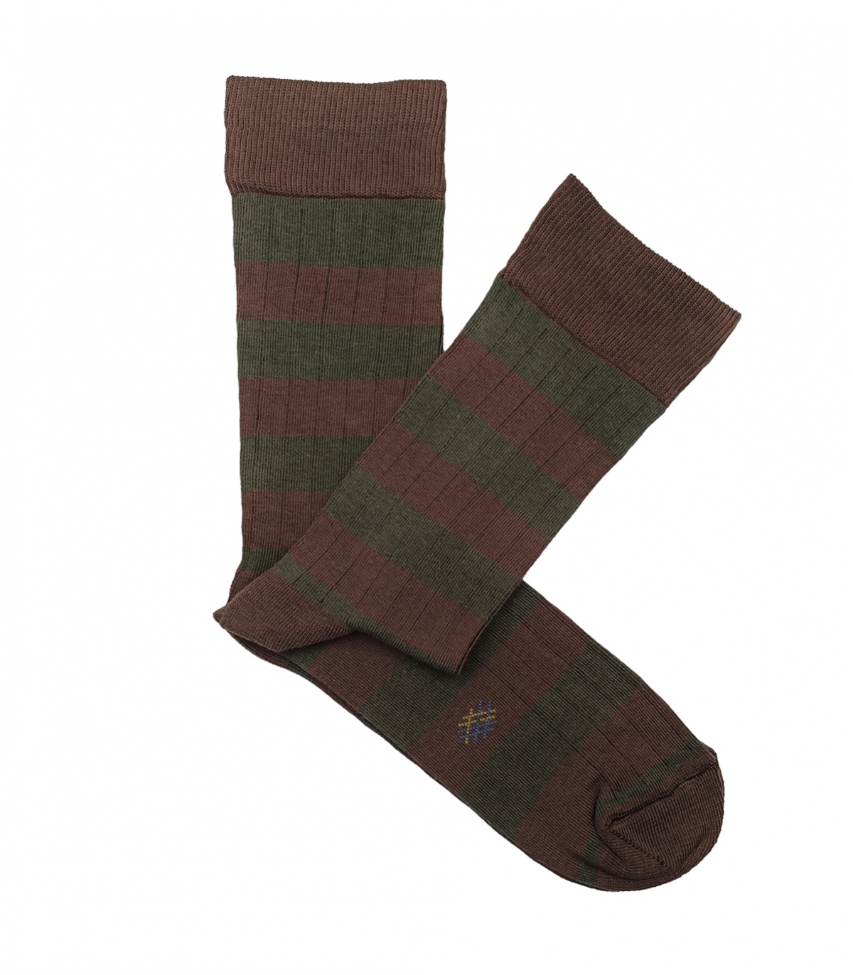 Calcetines Canalé Rayas Marrón Y Verde