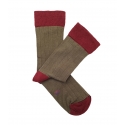 Laurel Green and Red Ribbed Socks