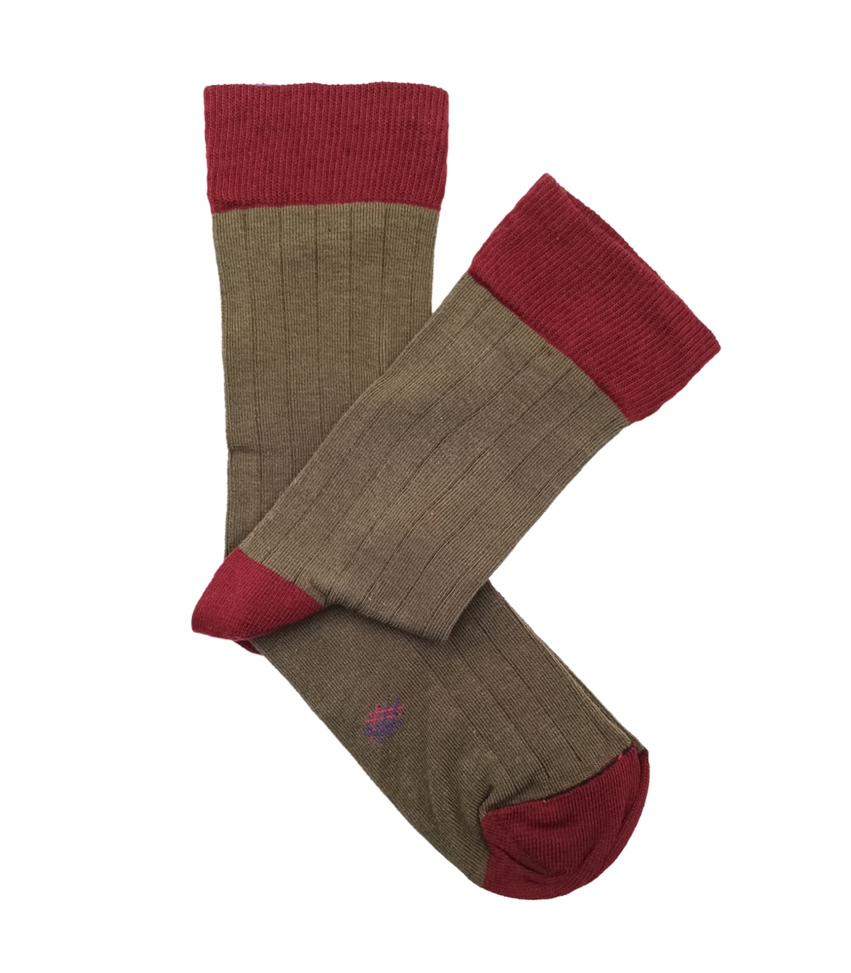 Calcetines Canalé Verde Laurel Y Rojo