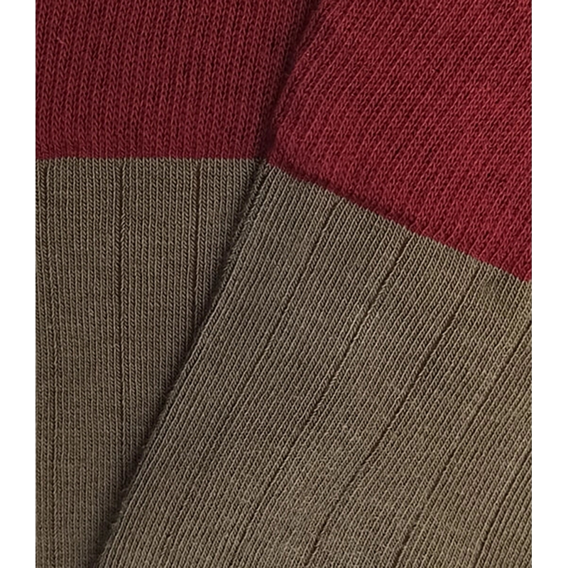 Laurel Green and Red Ribbed Socks