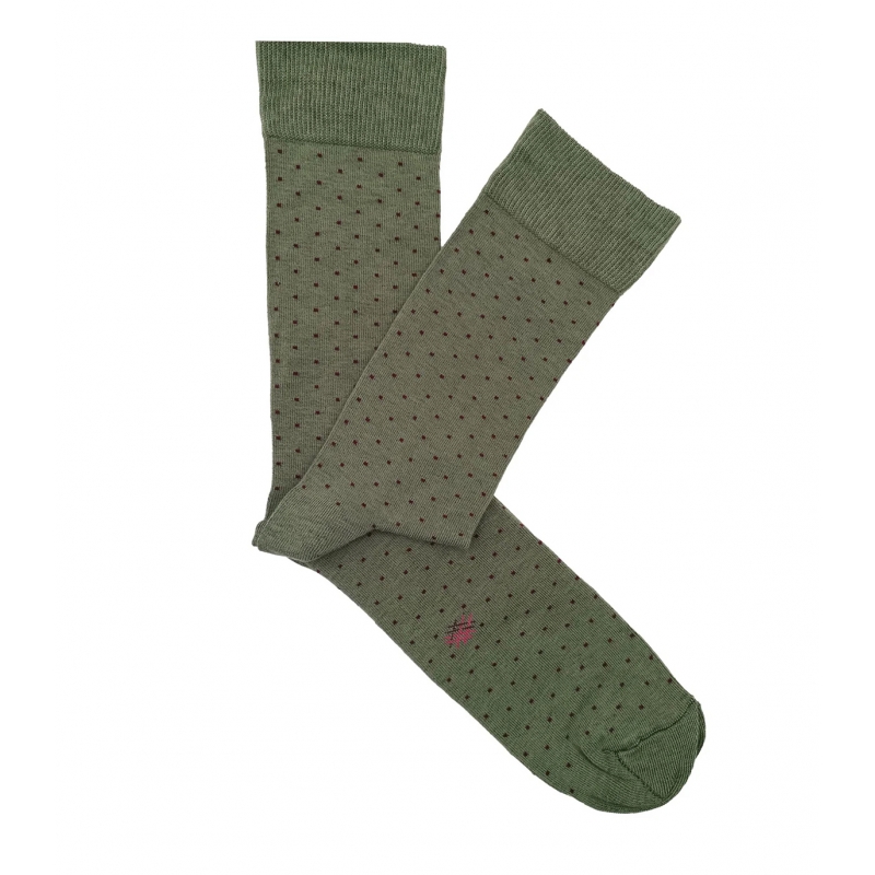 Green and Burgundy Polka Dot Socks