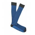 Gray and Royal Blue Herringbone Knee High Socks