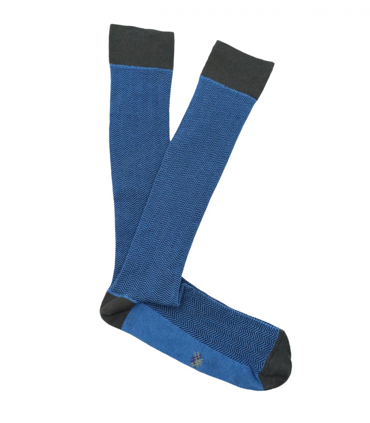 Calcetines Altos Espiga Gris Y Azulón