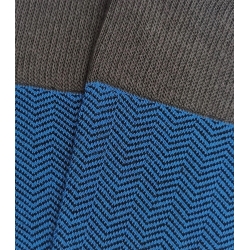 Gray and Royal Blue Herringbone Knee High Socks