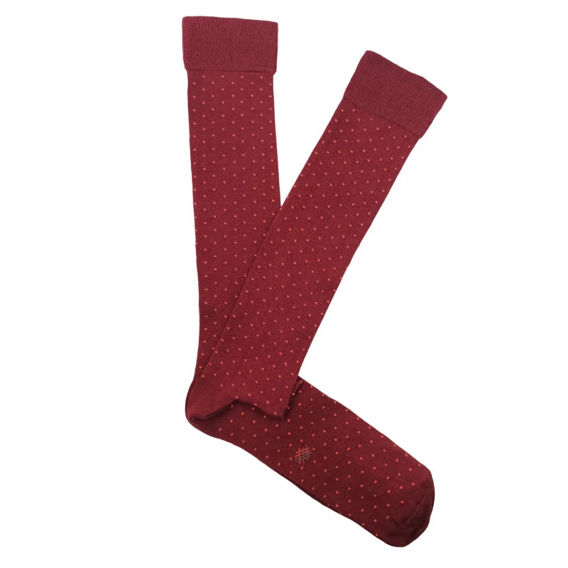 Burgundy and Scarlet Polka Dot Knee High Socks