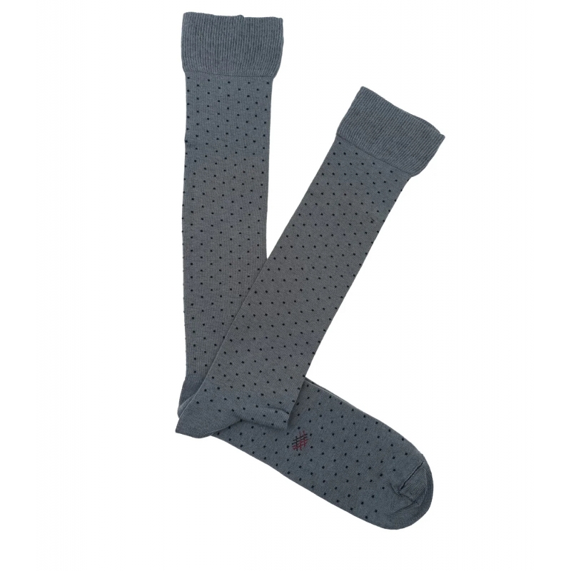 Calcetines Altos Topitos Gris Y Negro