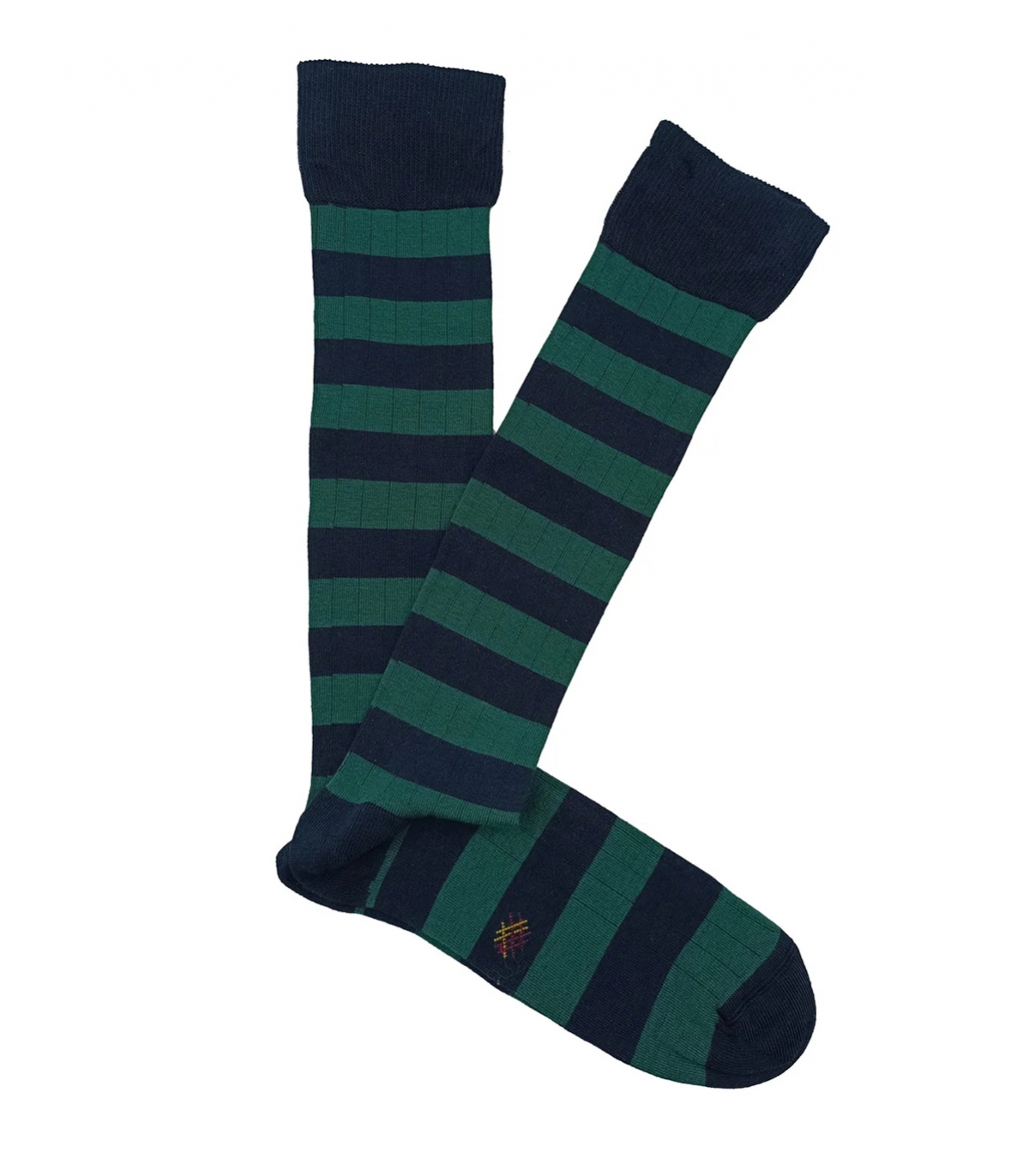 Calcetines Altos Canalé Rayas Azules Y Verdes
