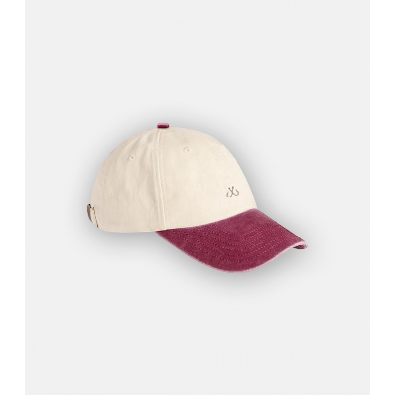 gorra hook beige y burdeos con anzuelos bordados