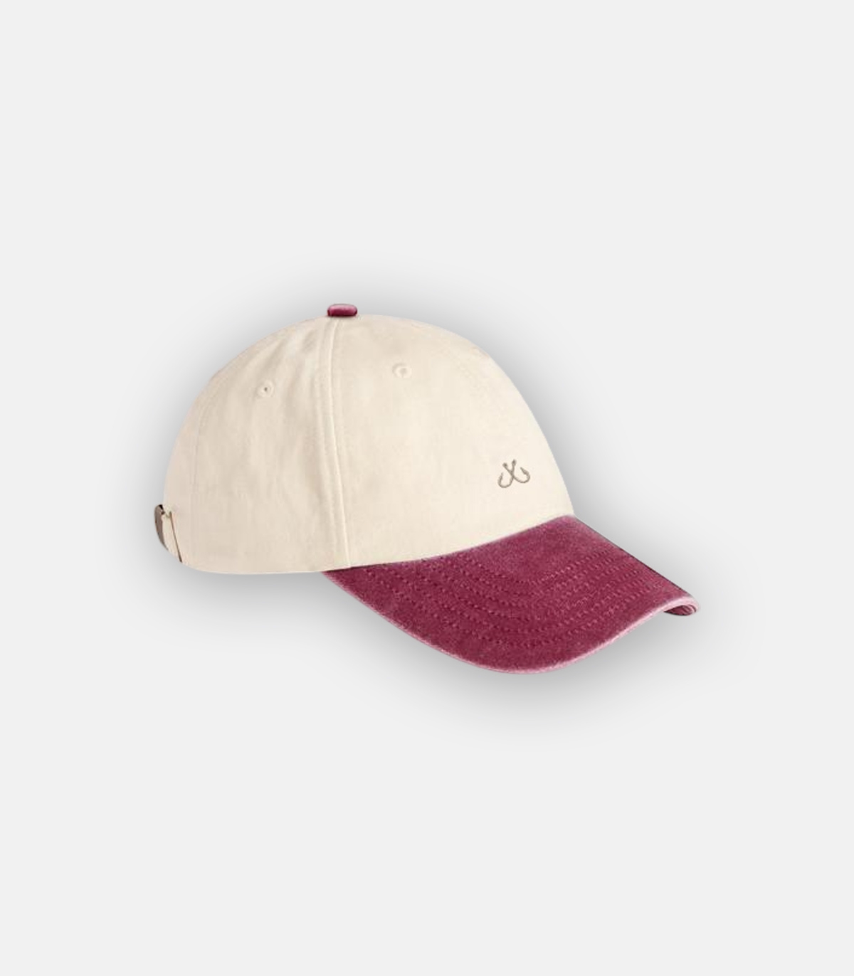 gorra hook beige y burdeos con anzuelos bordados