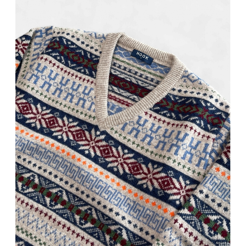 Detail Z.Hinchliffe Wool Jacquard V-Neck Sweater