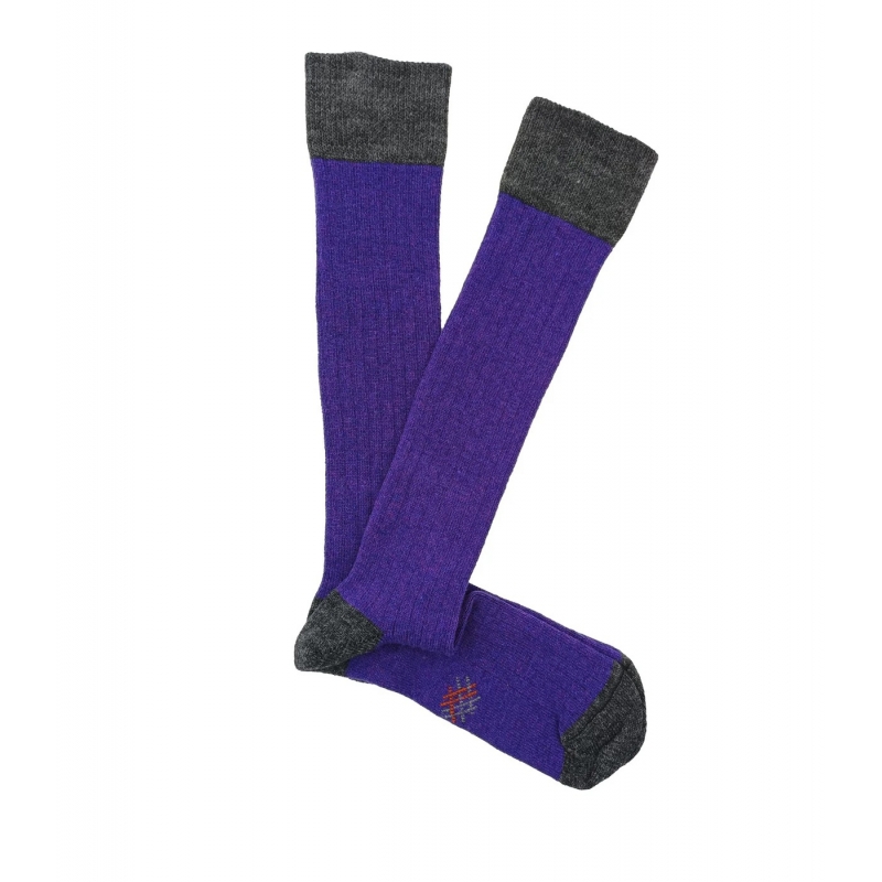 Purple and Gray Wool Socks