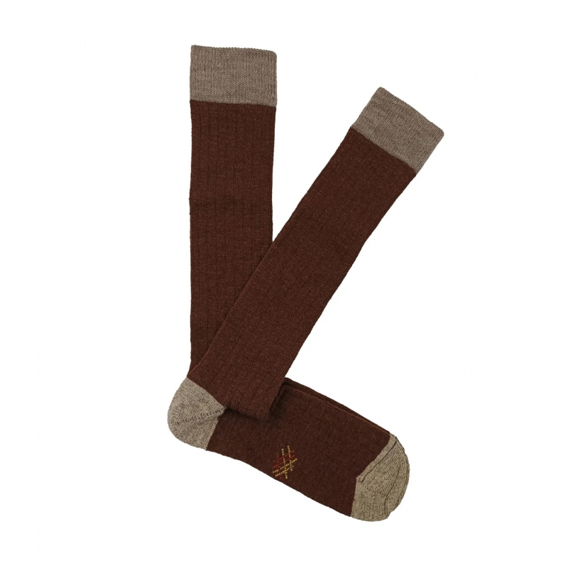 Brown and Beige Wool Socks