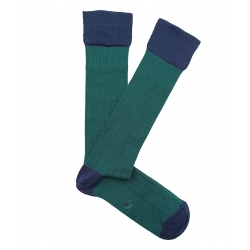 Bottle Green And Navy Knee High Socks