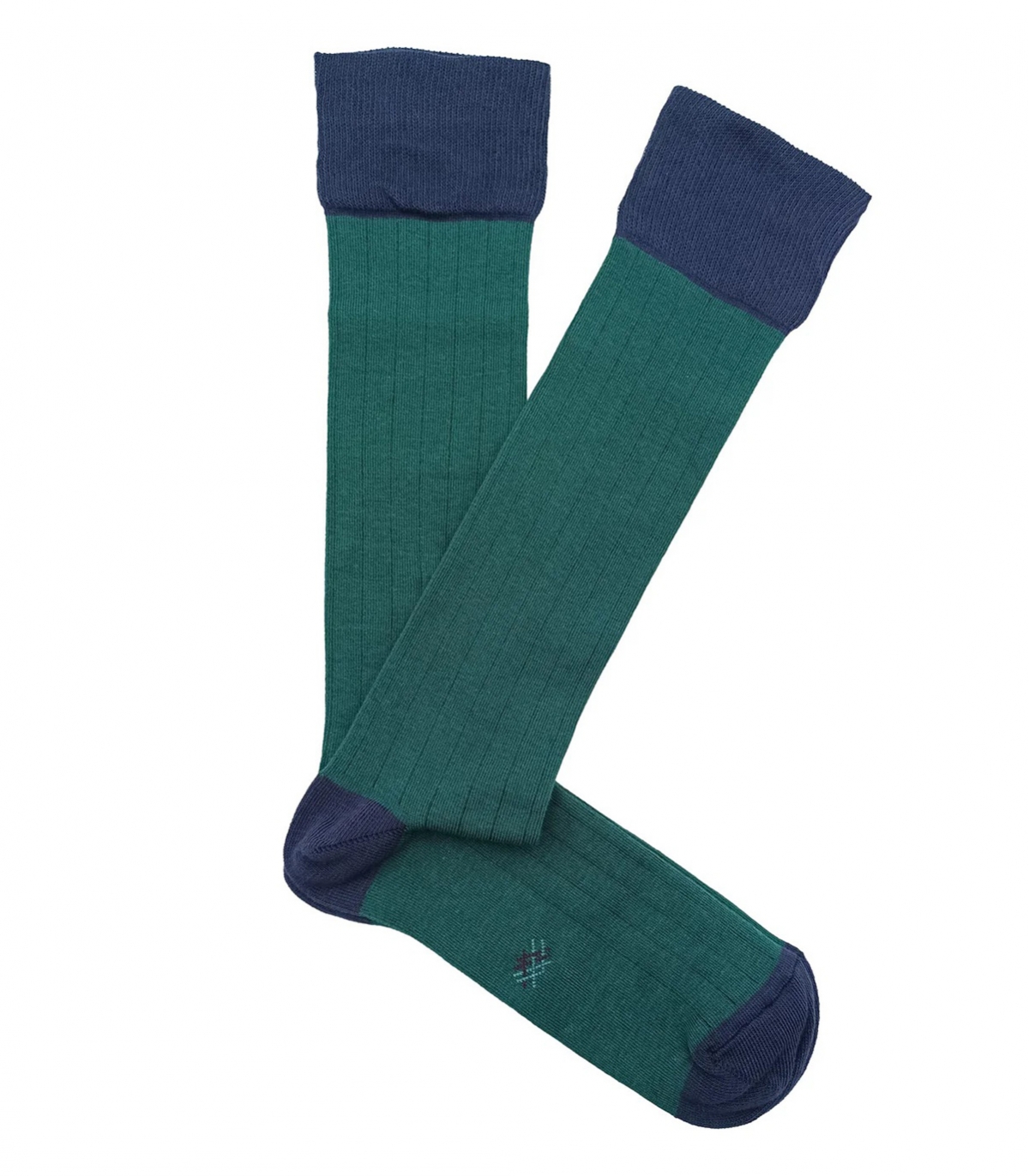 Calcetines Altos Canalé Verde Botella Y Marino