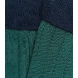 Calcetines Altos Canalé Verde Botella Y Marino