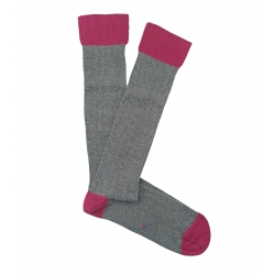 Grey And Pink Knee High Socks