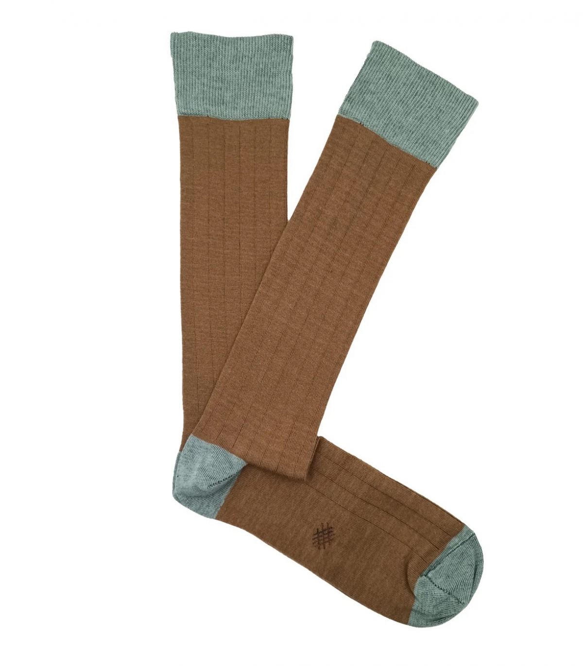 Calcetines Altos Canalé Latte Y Azul Acero