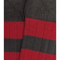Calcetines Altos Canalé Rayas Gris Y Rojo
