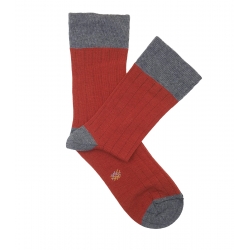 Calcetines Canalé Naranja Y Gris